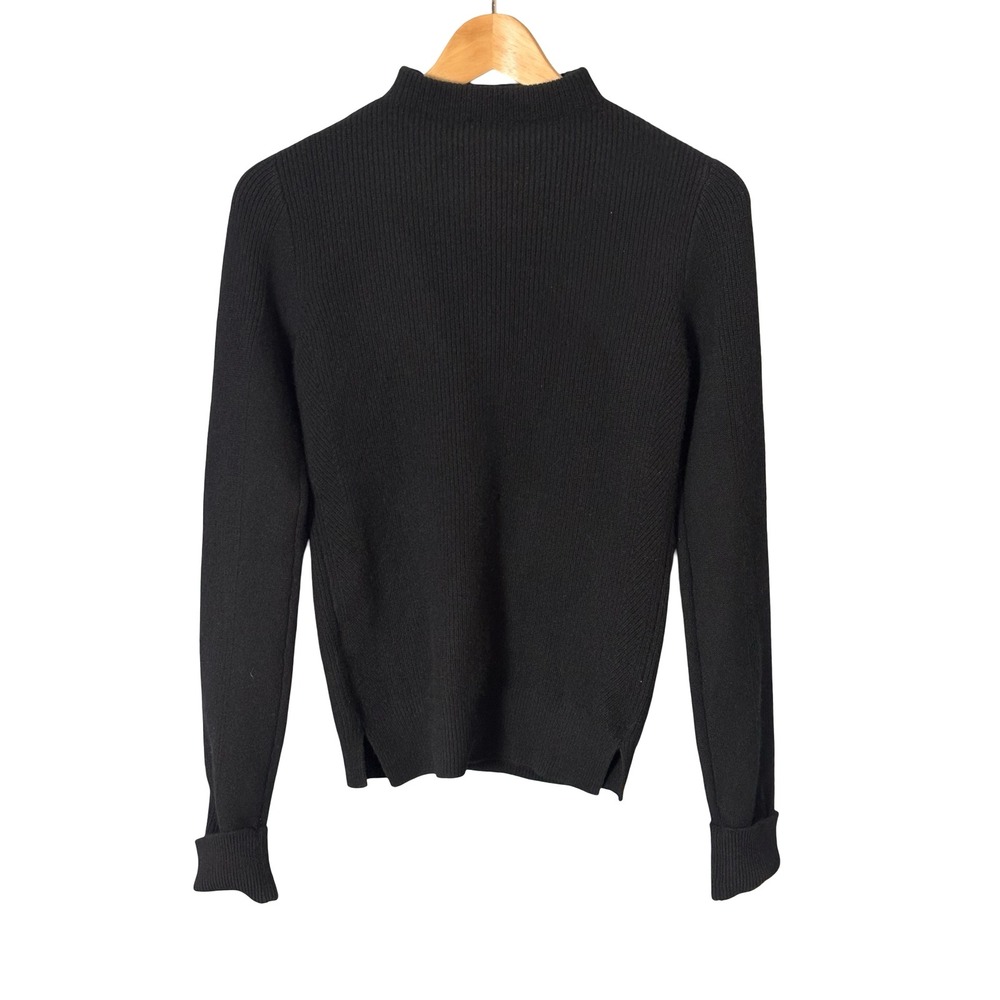 Anthropologie Pine Mongolian Cashmere Mock Neck Ribbed Sweater XS Black - Picture 4 of 4